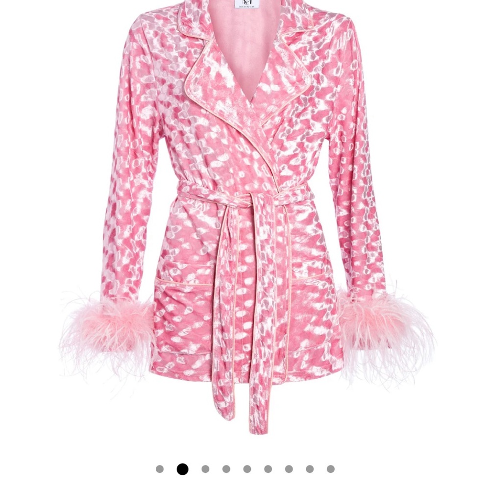 Elegant Pink Feather Cuff Robe